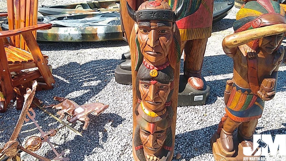 TEAK WOOD 40" INDIAN TOTEM POLE