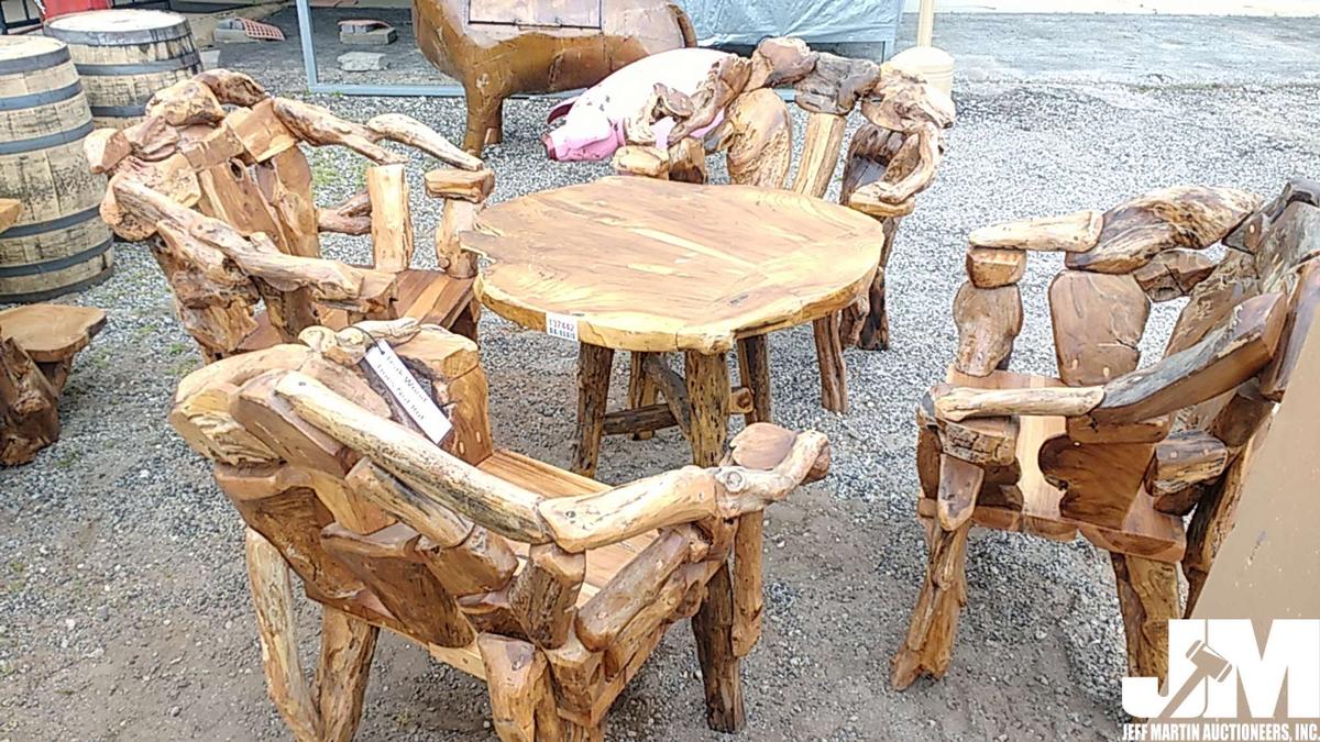 (UNUSED) TEAK WOOD TABLE W/4 CHAIRS