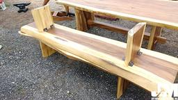 (UNUSED) TEAK WOOD TABLE W/ (2) BENCHES