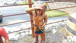 (UNUSED) 40" TEAK WOOD NATIVE AMERICAN STATUE