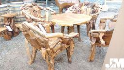 (UNUSED) TEAK WOOD TABLE W/4 CHAIRS