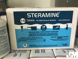 QTY OF (16) BOXES OF STERAMINE MULTI-PURPOSE SANITIZER TABLETS