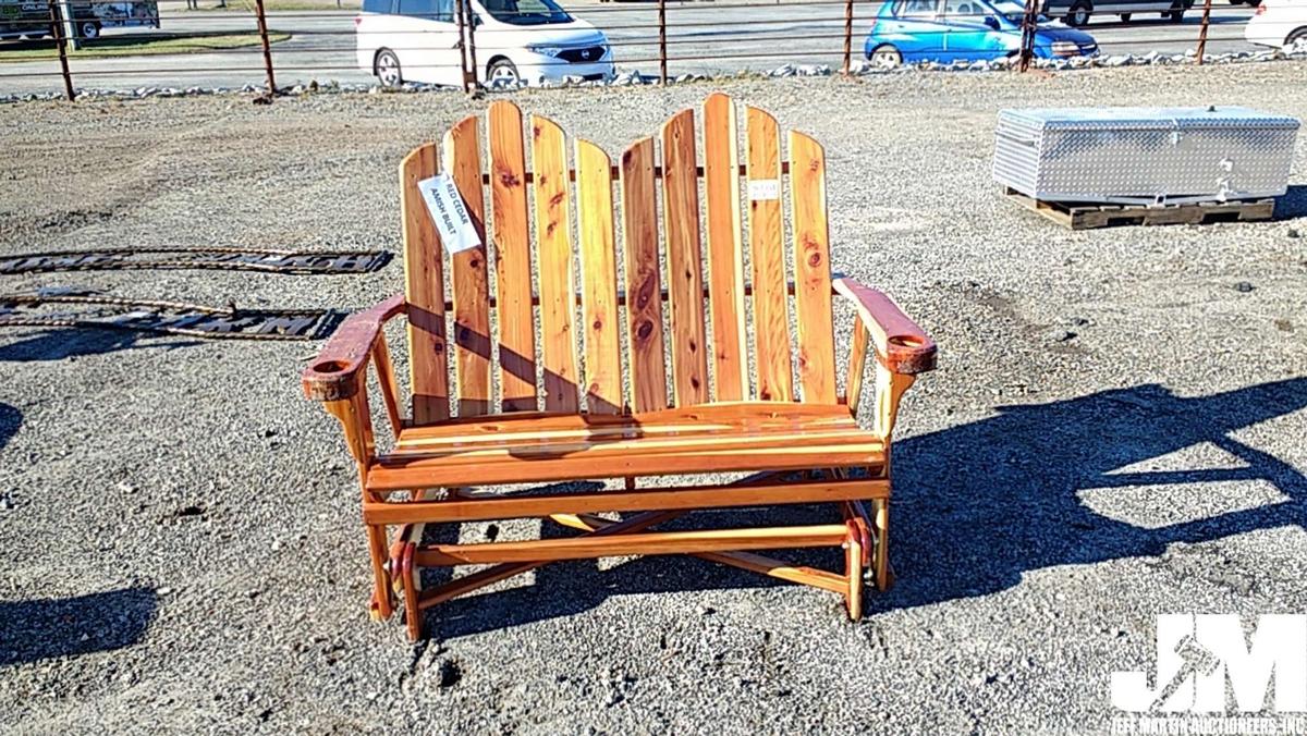 RED CEDAR AMISH BUILT 2 SEATER ROCKING CHAIR, 55"X48"