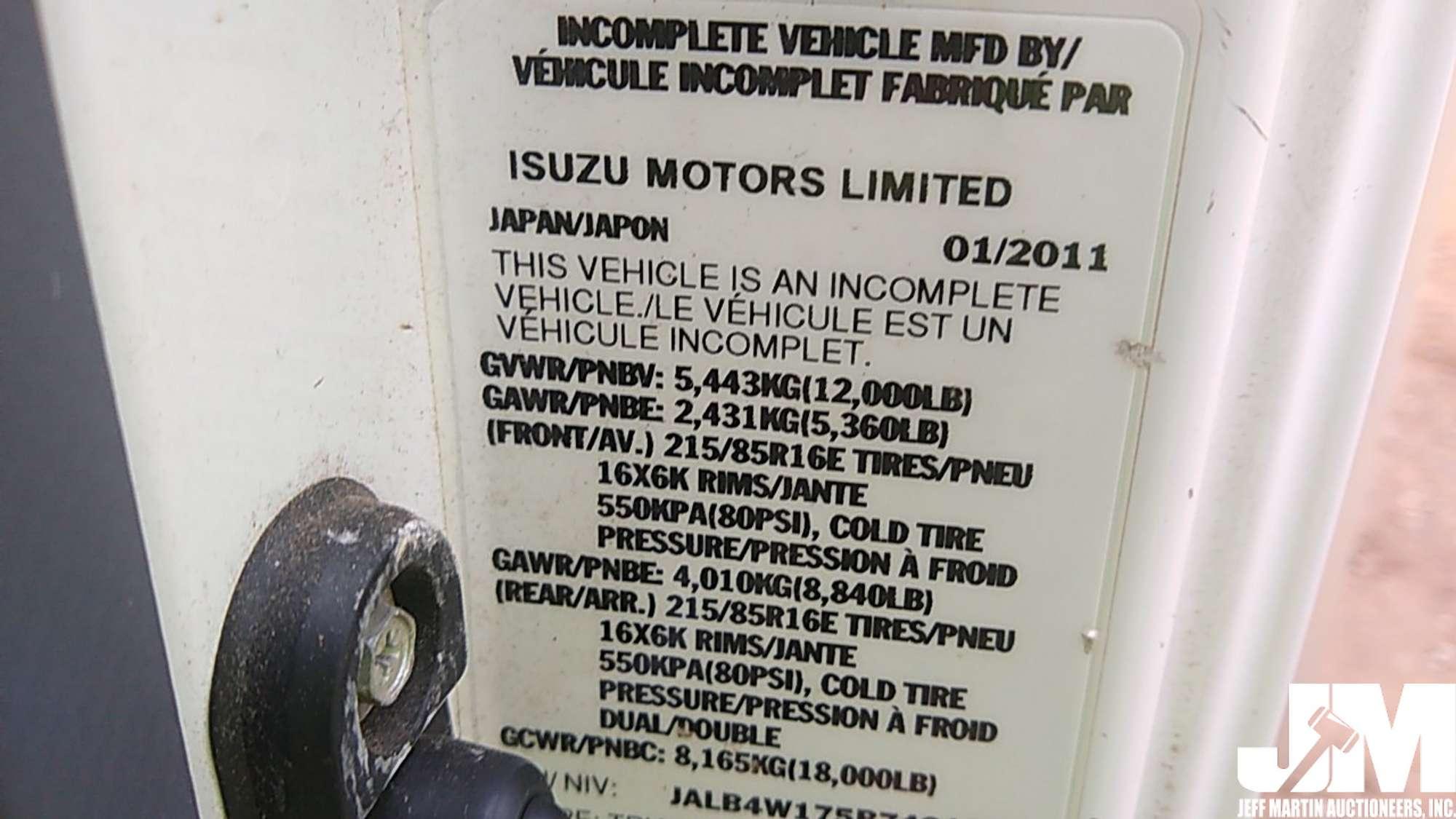 2011 ISUZU NPR/NPR-HD VAN TRUCK SINGLE AXLE VIN: JALB4W175B7401287