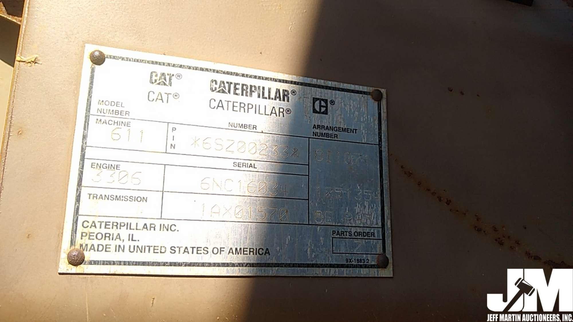 2000 CATERPILLAR 611 ELEVATING SCRAPER SN: 6SZ00233