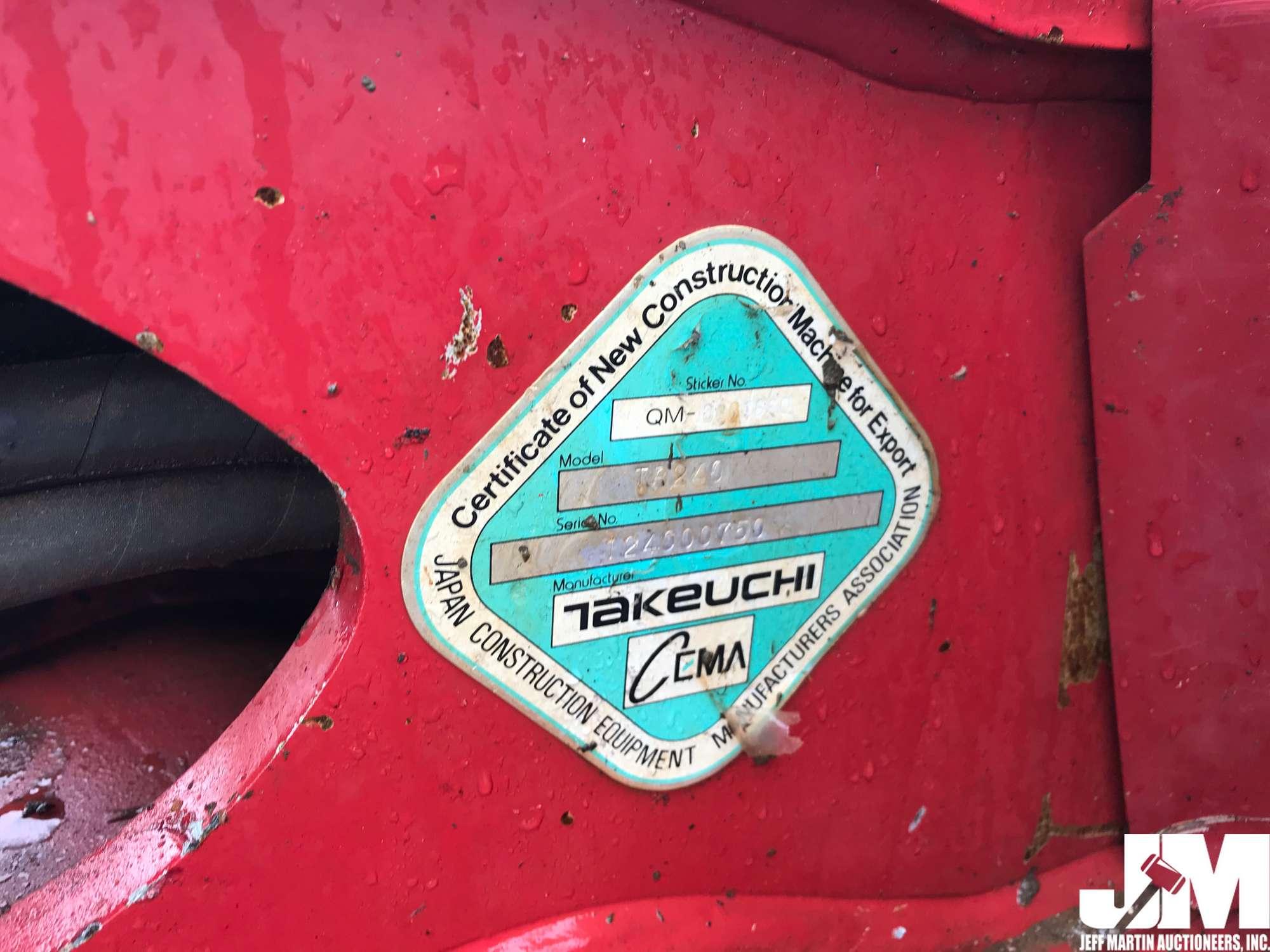 2014 TAKEUCHI TB240 MINI EXCAVATOR SN: 12400750