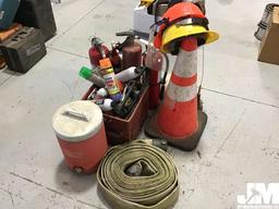 QTY OF MISC FIRE EXTINGUSHERS, SPRAY MARKING PAINT, BRAKE CLEANER,