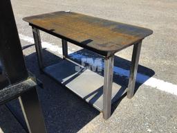 (UNUSED) 30" X 57" STEEL WELDING TABLE W/SHELF, UNPAINTED