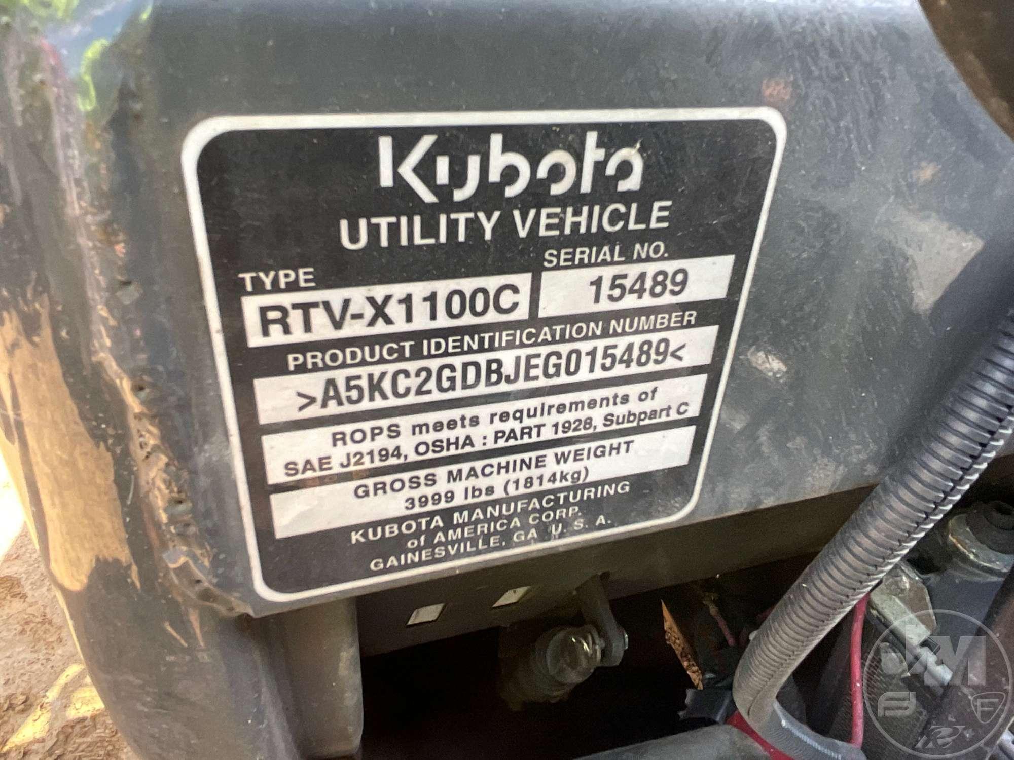 KUBOTA RTV-X1100C SN: A5KC2GDBJEG015489