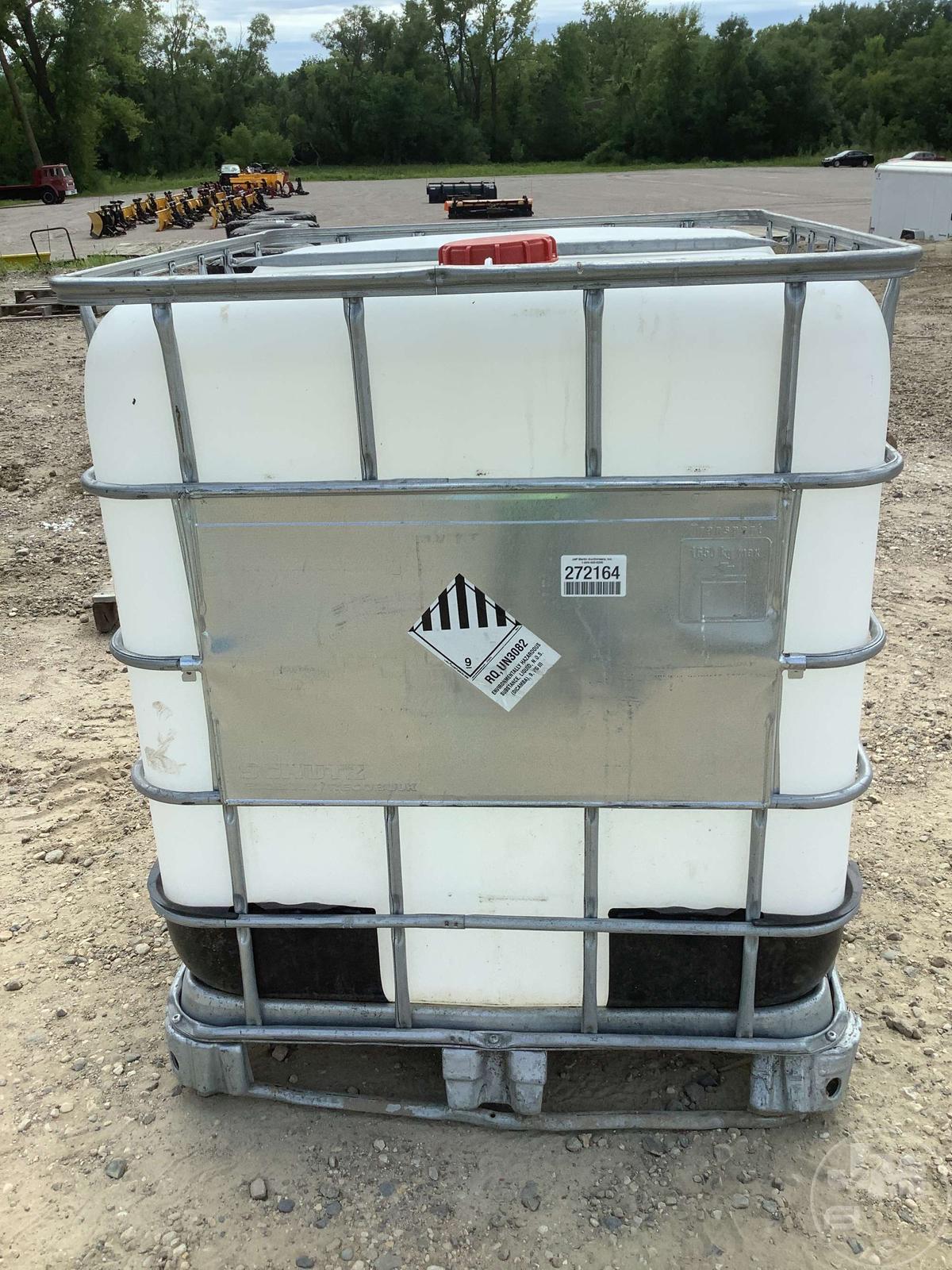 APPROX. 250 GA. POLY TANK/METAL CRATE