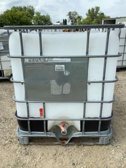 APPROX. 250 GA. POLY TANK/METAL CRATE, TOP CUT OFF