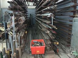 QTY OF MISC METAL THREADED PIPE, PLATES, REBAR RODS, ETC,