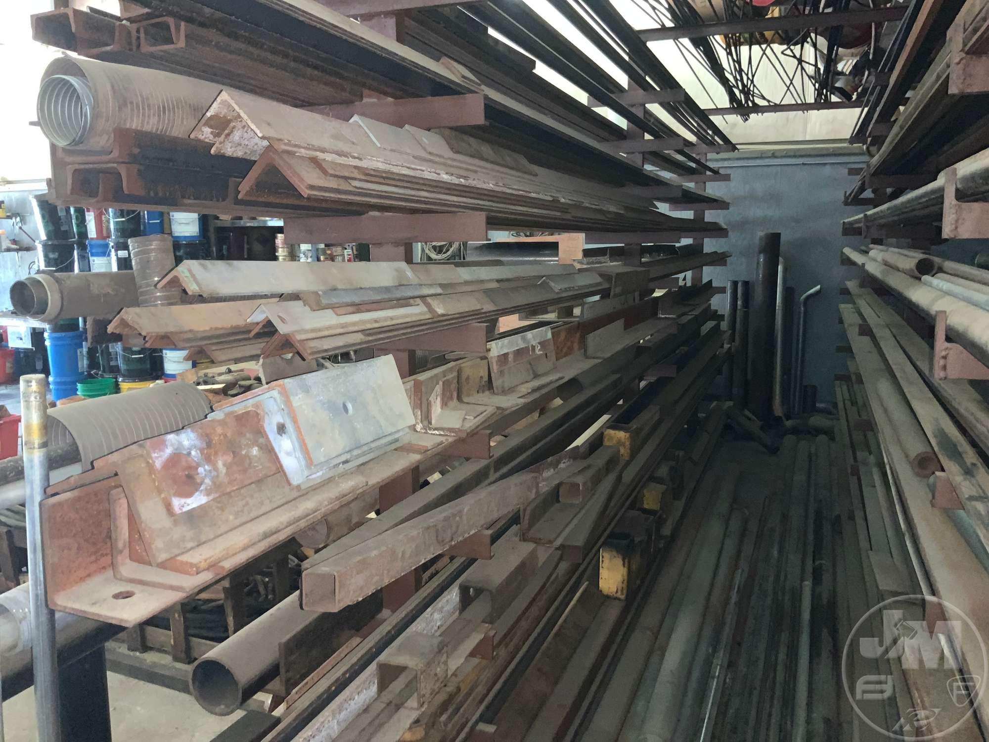 QTY OF MISC METAL THREADED PIPE, PLATES, REBAR RODS, ETC,