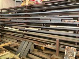 QTY OF MISC METAL THREADED PIPE, PLATES, REBAR RODS, ETC,