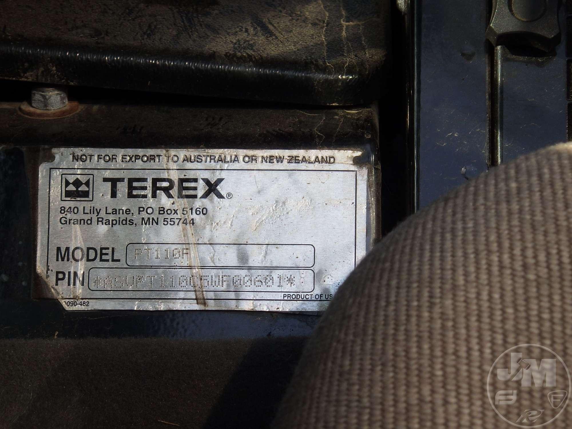 2015 TEREX MODEL PT110F MULTI TERRAIN LOADER SN: ASVPT110C5WF00601 CAB