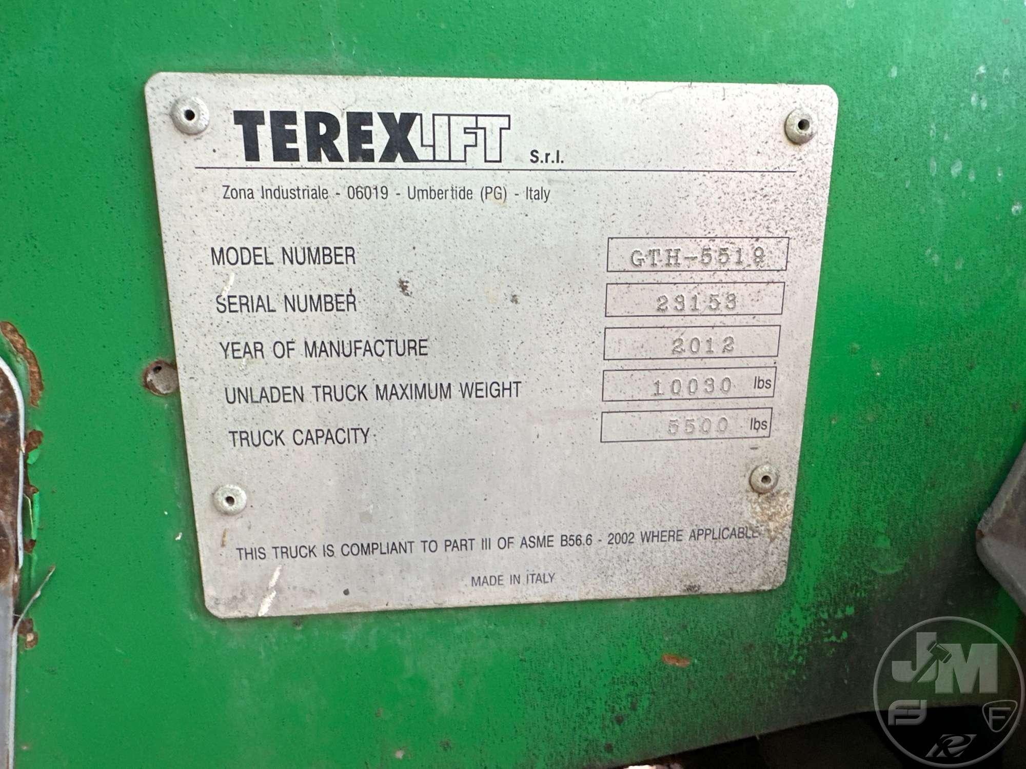 2012 TEREXLIFT GTH-3519 TELESCOPIC FORKLIFT SN: 23153