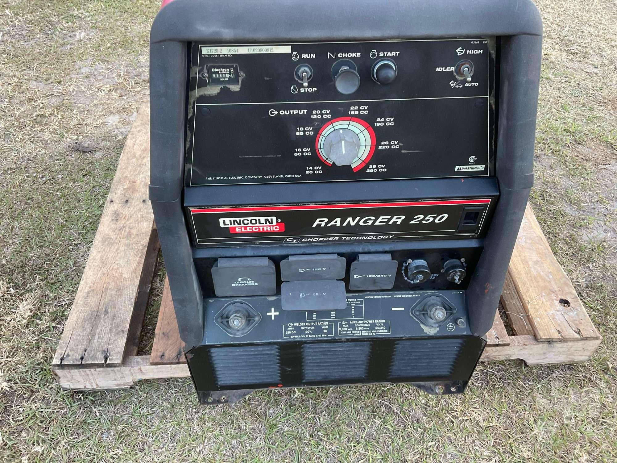 LINCOLN K1725 RANGER 250 250 AMP SKID MOUNTED WELDER SN: U1020800812