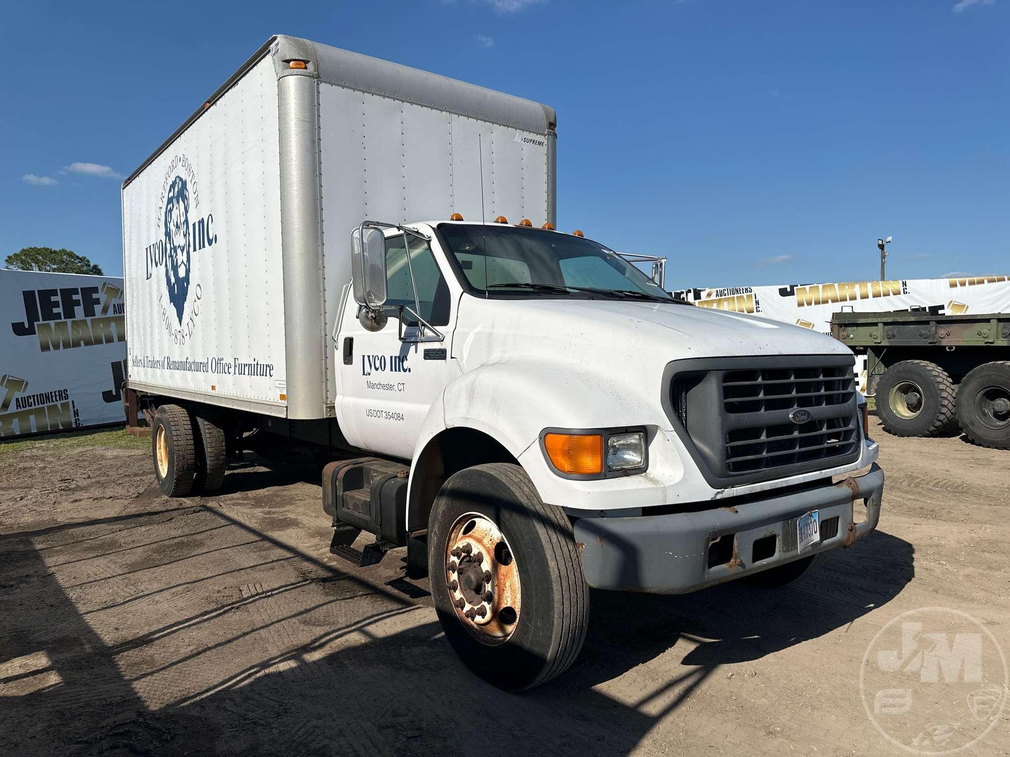 2001 FORD F-650 VAN TRUCK SINGLE AXLE VIN: 3FDNF65Y91MA90782