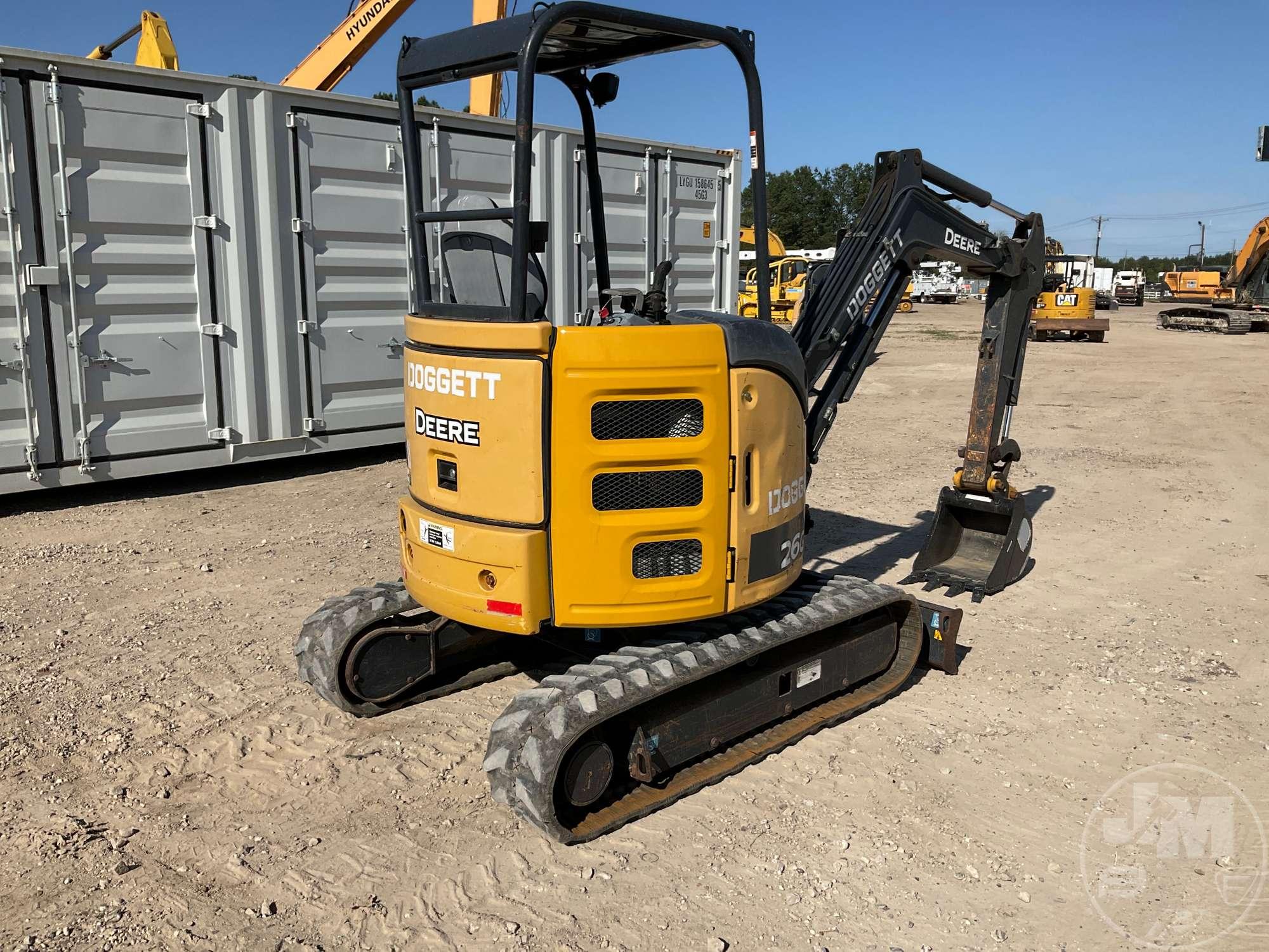 2017 JOHN DEERE 26G MINI EXCAVATOR SN: 1FF026GXPGK262451