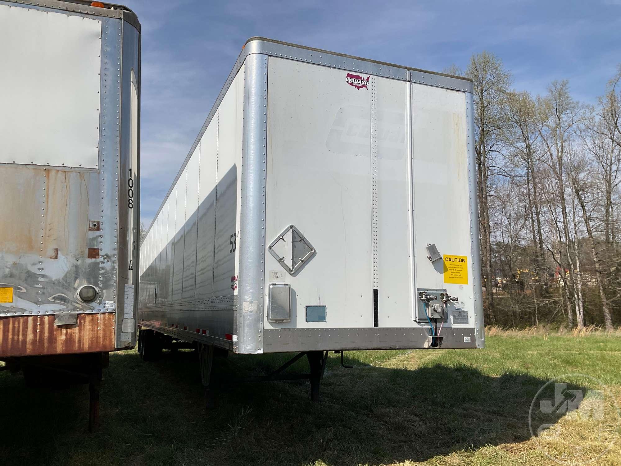 2019 WABASH DRY VAN DURAPLATE 53'X102" VAN TRAILER VIN: 1JJV532D2KL099440