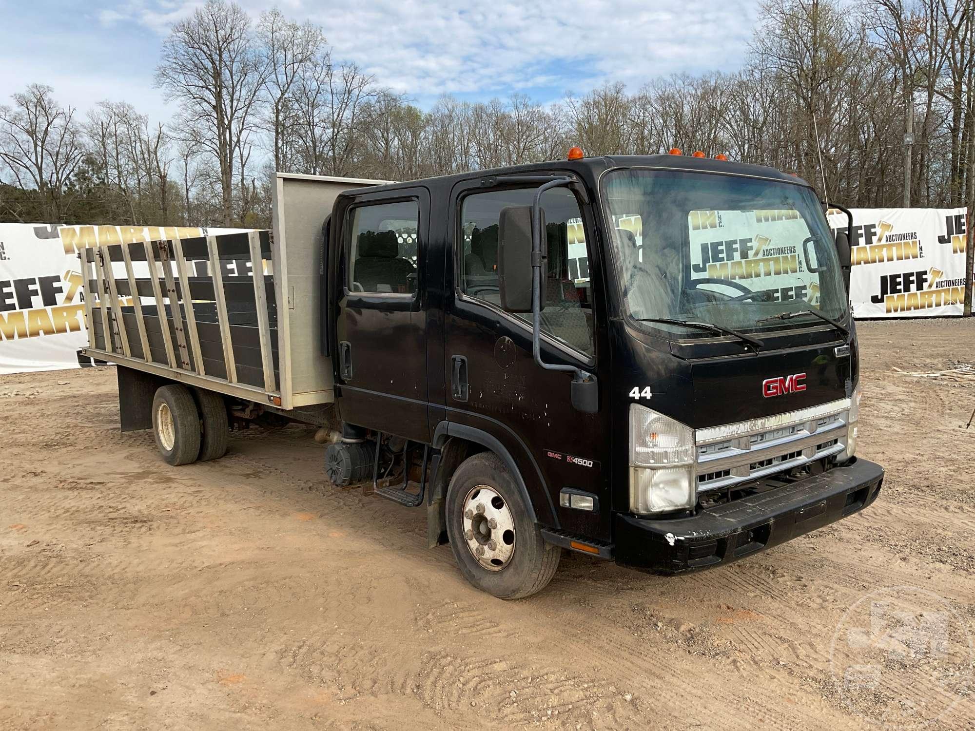 2008 GMC W4 SINGLE AXLE CREW CAB FLATBED TRUCK VIN: J8DC4J16287005566