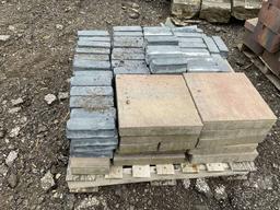 A PALLET OF MISC SIZE AND QTY GREY BRICKS AND