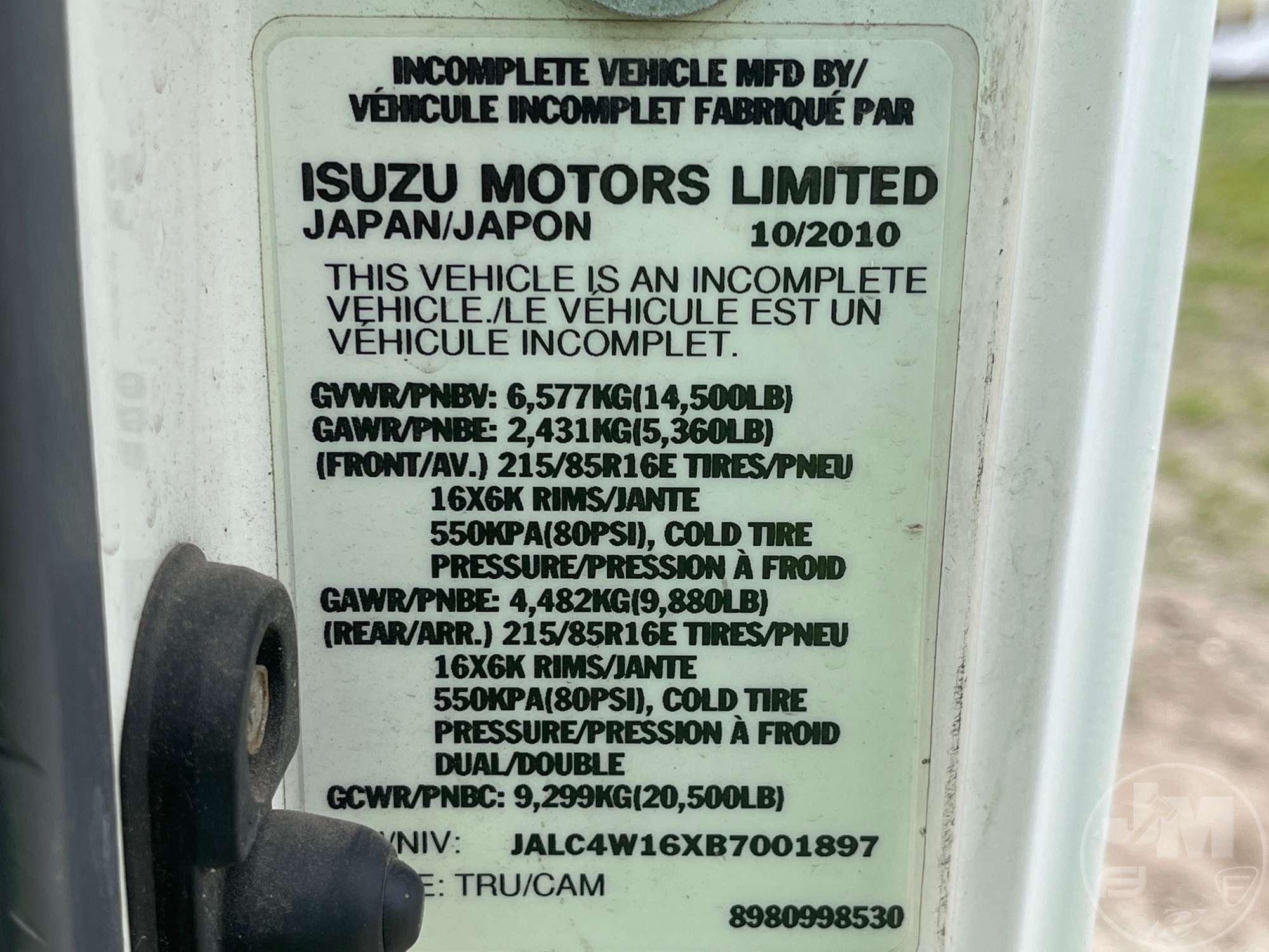 2011 ISUZU NPR/NPR-HD SINGLE AXLE REGULAR CAB VIN: JALC4W16XB7001897