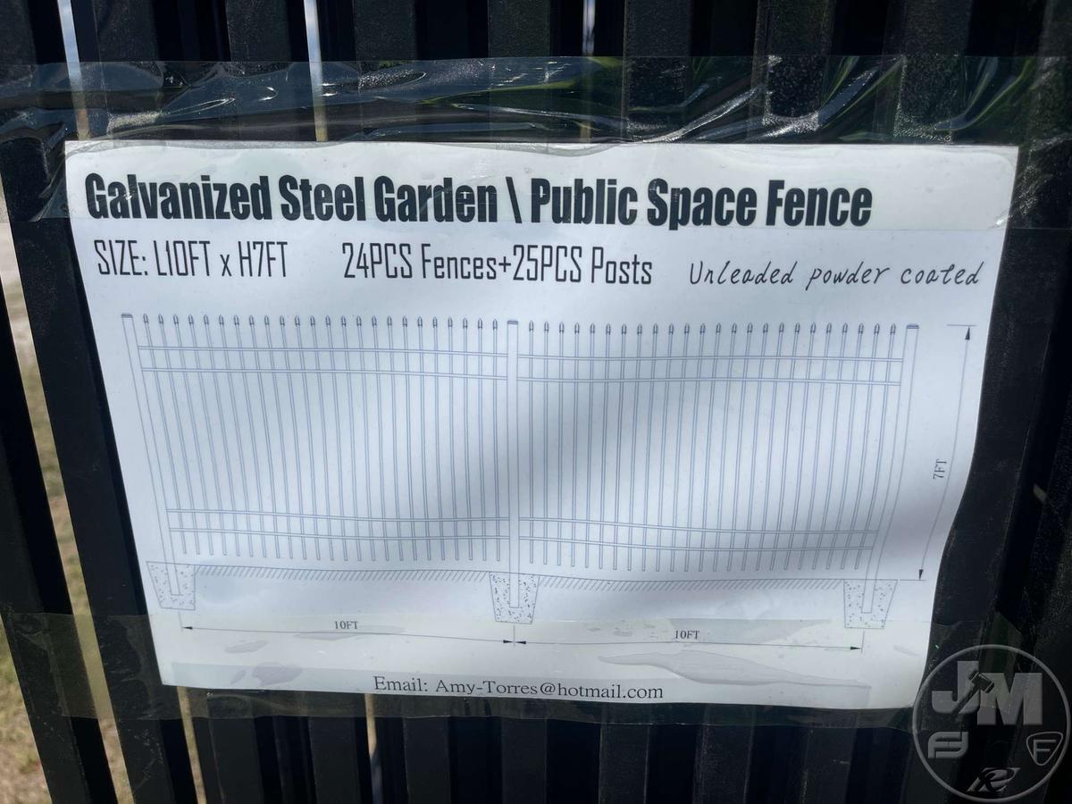 GALVANIZED STEEL GARDEN FENCE, 10’......X7’......, 24PCS FENCE & 25PCS POSTS