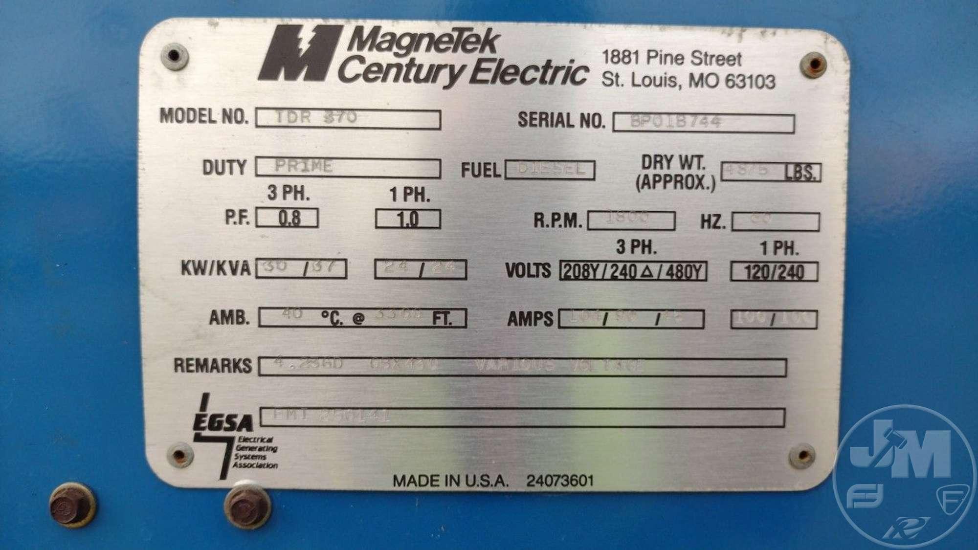 MAGNETEK TDR370 PORTABLE GENERATOR BP018744