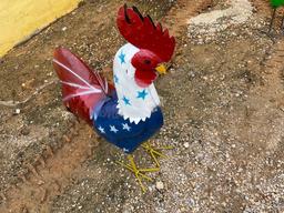 2FT METAL RED WHITE AND BLUE ROOSTER