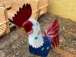 2FT METAL RED WHITE AND BLUE ROOSTER