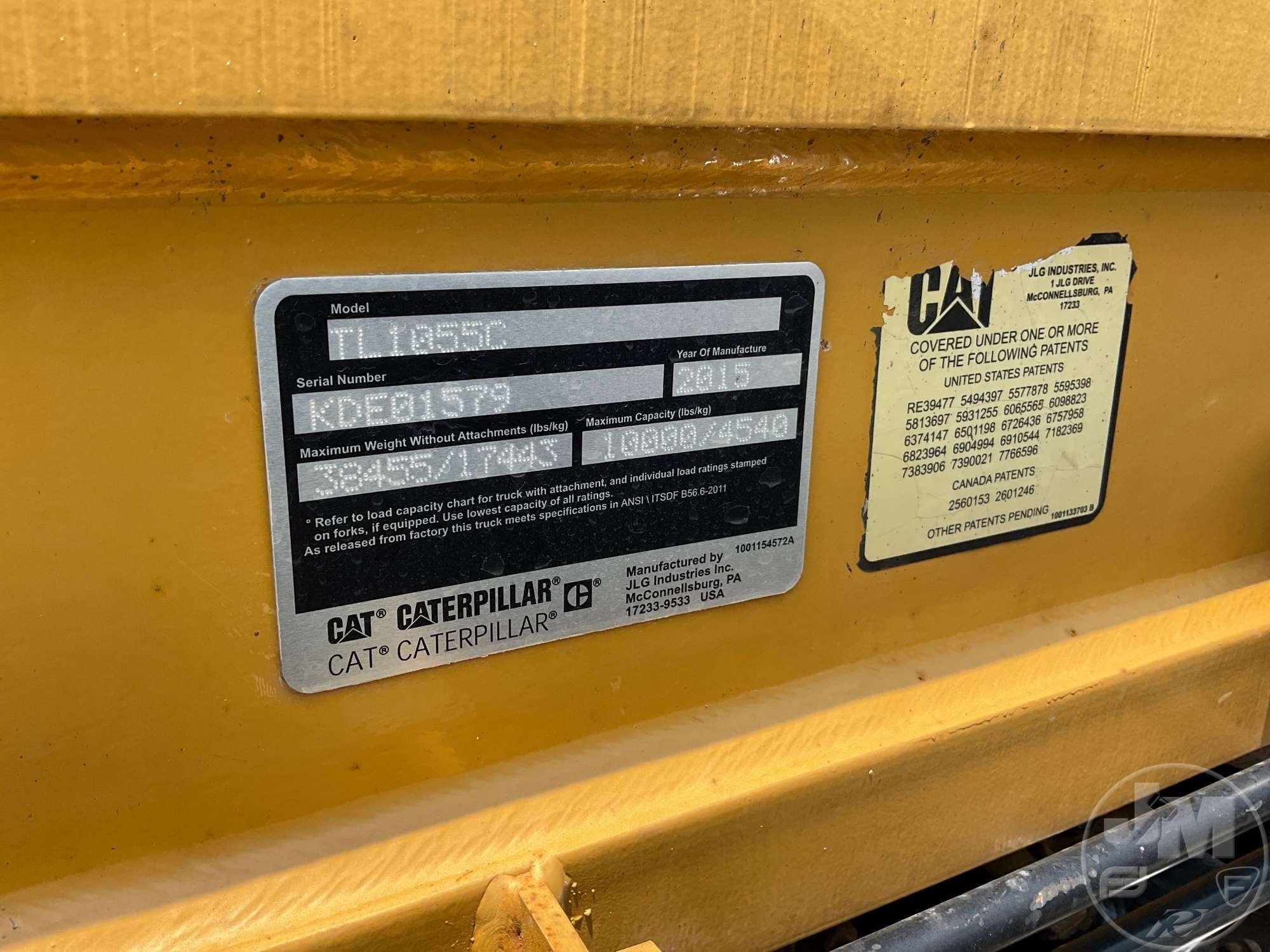 2015 CATERPILLAR TL1055C TELESCOPIC FORKLIFT SN: KDE01579