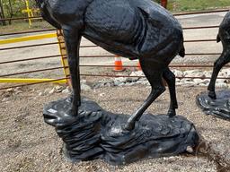 LIFE SIZE ELK ON ROCK STATUE