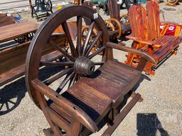 TEAK WOOD WAGON WHEEL BENCH