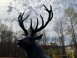 LIFE SIZE ELK ON ROCK STATUE