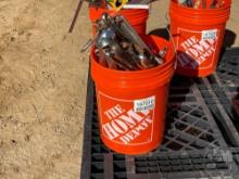 BUCKET OF USED MISCELLANEOUS HAND TOOLS INCLUDING WRENCHES