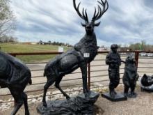 LIFE SIZE ELK ON ROCK STATUE