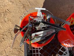 BUCKET OF USED MISCELLANEOUS HAND TOOLS INCLUDING SQUARES