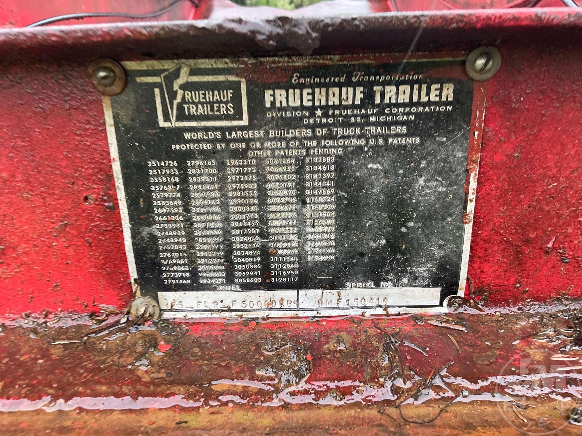 1961 FRUEHAUF 825 FIXED NECK LOWBOY TRAILER VIN: BMF150419