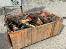 CRATE OF MISC TOOLS CONDITION UNKNOWN, INCLUDES STIHL AND PARTNER