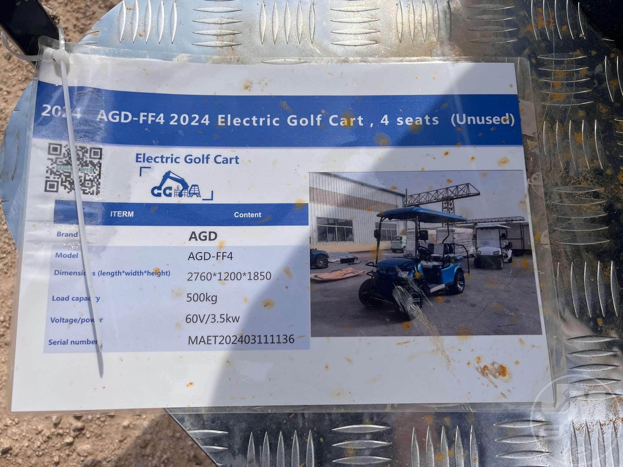 UNUSED 2024 AGD AGD-FF4 4 SEAT ELECTRIC GOLF CART MAET202403111151