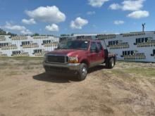 2003 FORD F-350 SUPER DUTY SINGLE AXLE CREW CAB 4X4 FLATBED TRUCK VIN: 1FTWW33P93ED44159