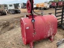 275 GAL. STEEL TANK, WITH PNEUMATIC PUMP, HOSE REEL