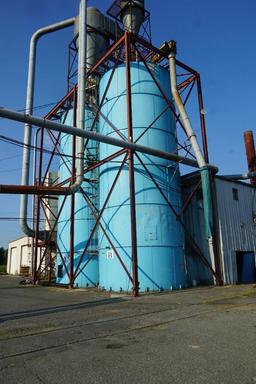 Steel Structure Surrounding Blue Silos