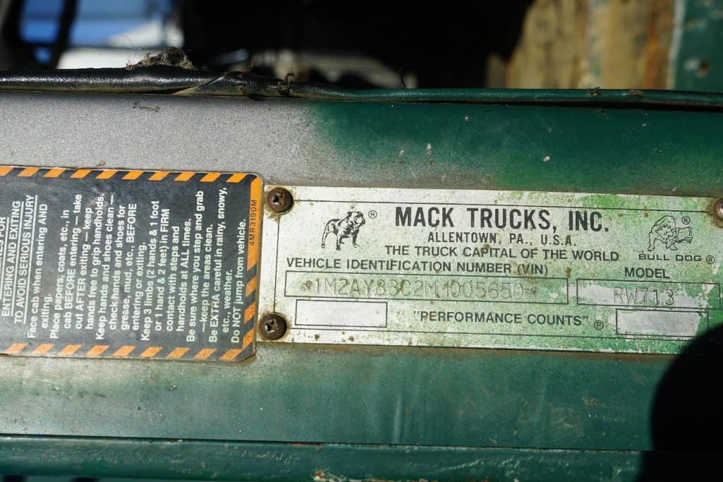 1991 Mack RW713 Log Truck w/ Prentice Self Loader, VIN # 1M2AY83C2MM005650