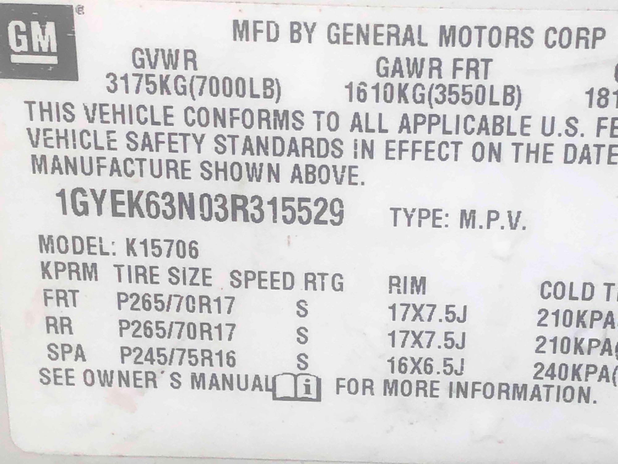 2003 Cadillac Escalade Multipurpose Vehicle