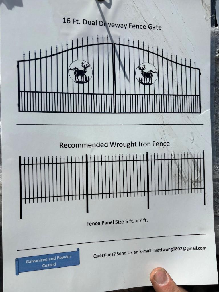 New 16' Bi-Parting Wrought Iron Driveway Gate