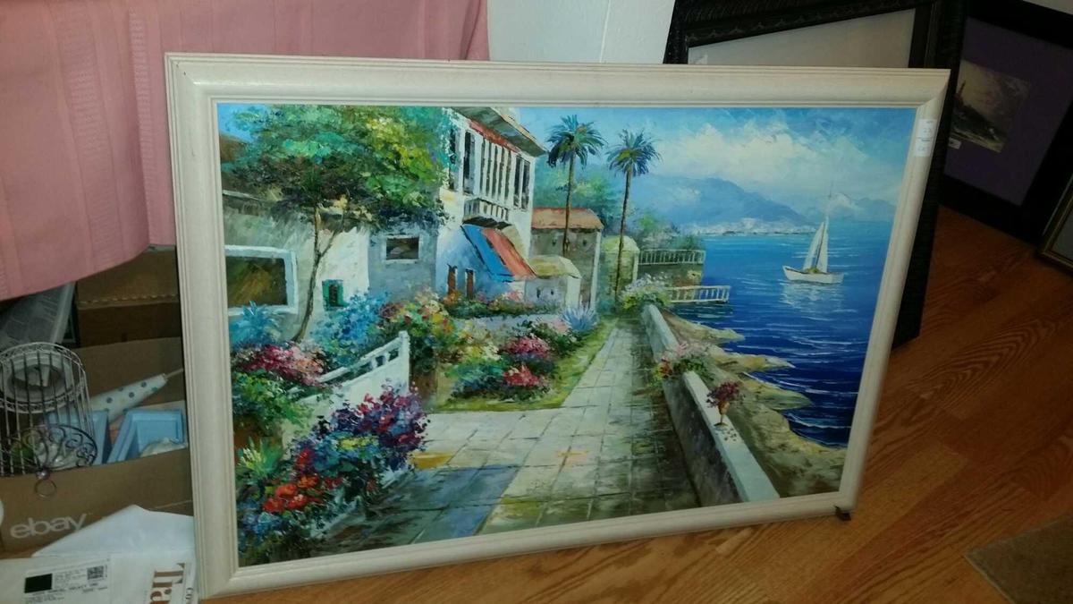 Original Rossini Oil on Canvas Seascape Signed 24 x 36" Painting