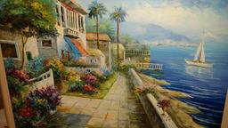 Original Rossini Oil on Canvas Seascape Signed 24 x 36" Painting
