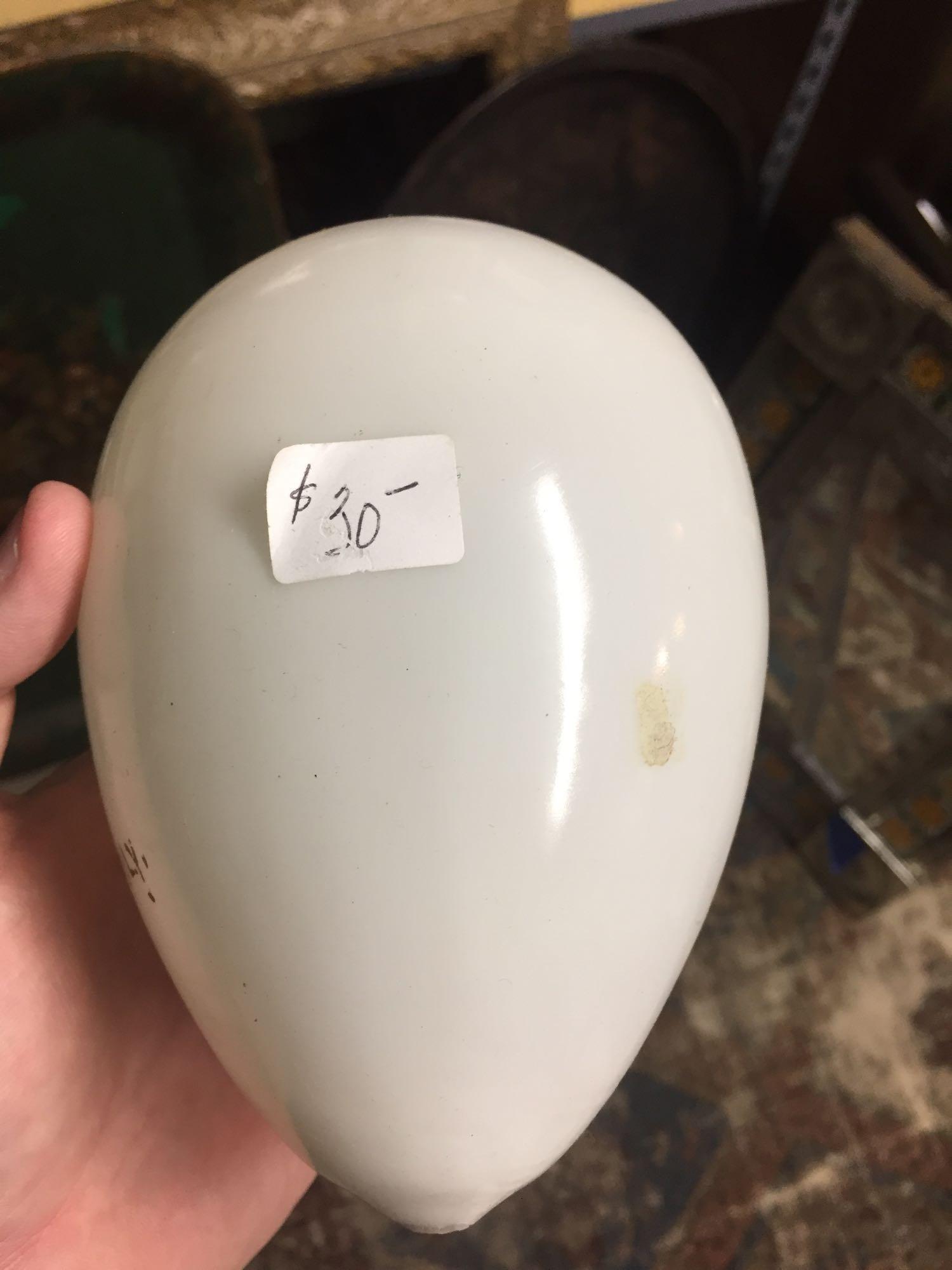 (6) extremely unique milk white blown glass eggs